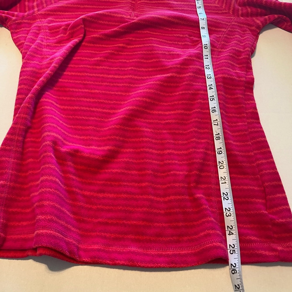 Columbia Womens Size Large Pink Orange Stripe Quarter Zip Fleece Pullover Jacket - Picture 8 of 10